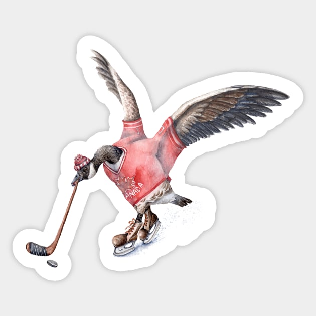 Canada Goose Playing Hockey Sticker by Goosi